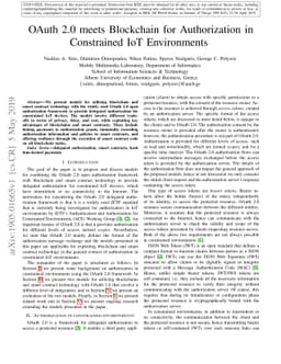 OAuth 2.0 meets Blockchain for Authorization in Constrained IoT
  Environments