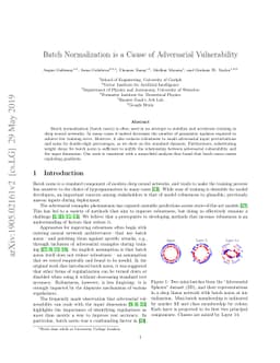 Batch Normalization is a Cause of Adversarial Vulnerability