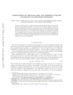 Computation of Circular Area and Spherical Volume Invariants via
  Boundary Integrals
