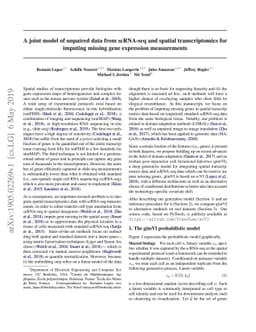 A joint model of unpaired data from scRNA-seq and spatial
  transcriptomics for imputing missing gene expression measurements