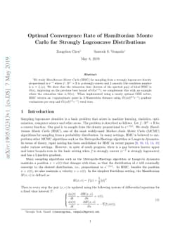 Optimal Convergence Rate of Hamiltonian Monte Carlo for Strongly
  Logconcave Distributions