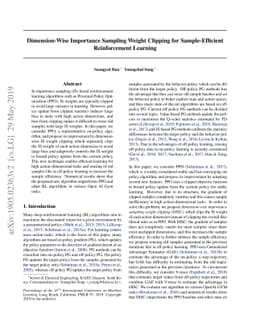 Dimension-Wise Importance Sampling Weight Clipping for Sample-Efficient
  Reinforcement Learning