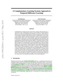 A Complementary Learning Systems Approach to Temporal Difference
  Learning