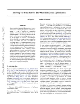 Knowing The What But Not The Where in Bayesian Optimization