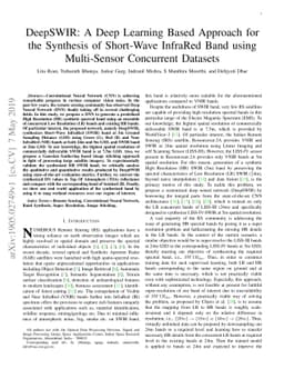DeepSWIR: A Deep Learning Based Approach for the Synthesis of Short-Wave
  InfraRed Band using Multi-Sensor Concurrent Datasets