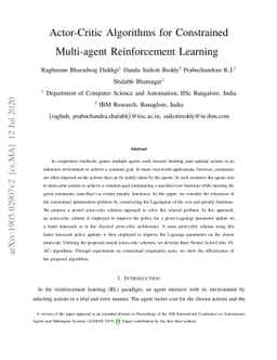 Actor-Critic Algorithms for Constrained Multi-agent Reinforcement
  Learning