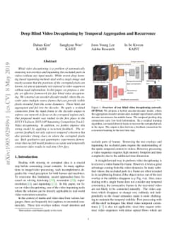 Deep Blind Video Decaptioning by Temporal Aggregation and Recurrence