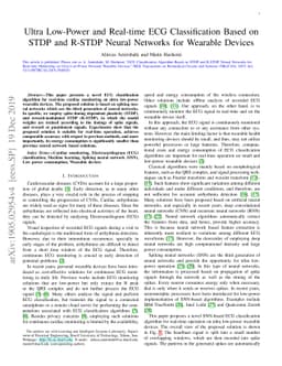 Ultra Low-Power and Real-time ECG Classification Based on STDP and
  R-STDP Neural Networks for Wearable Devices