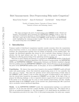 Brief Announcement: Does Preprocessing Help under Congestion?