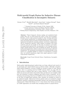 Multi-modal Graph Fusion for Inductive Disease Classification in
  Incomplete Datasets