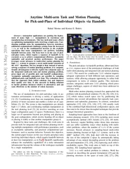 Anytime Multi-arm Task and Motion Planning for Pick-and-Place of
  Individual Objects via Handoffs