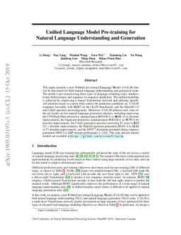 Unified Language Model Pre-training for Natural Language Understanding
  and Generation