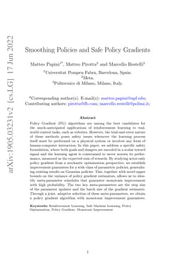 Smoothing Policies and Safe Policy Gradients