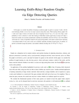 Learning Erdős-Rényi Random Graphs via Edge Detecting Queries