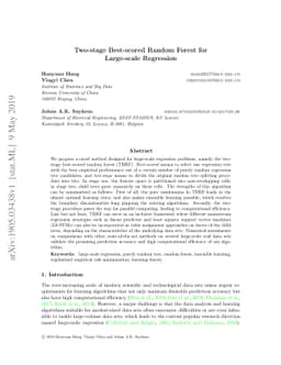 Two-stage Best-scored Random Forest for Large-scale Regression