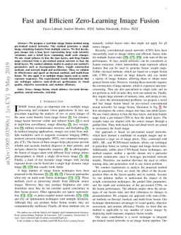 Fast and Efficient Zero-Learning Image Fusion