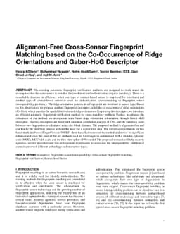 Alignment-Free Cross-Sensor Fingerprint Matching based on the
  Co-Occurrence of Ridge Orientations and Gabor-HoG Descriptor