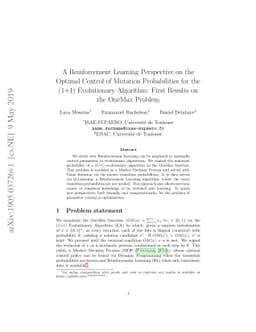 A Reinforcement Learning Perspective on the Optimal Control of Mutation
  Probabilities for the (1+1) Evolutionary Algorithm: First Results on the
  OneMax Problem
