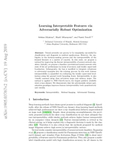 Learning Interpretable Features via Adversarially Robust Optimization