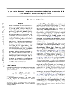 On the Linear Speedup Analysis of Communication Efficient Momentum SGD
  for Distributed Non-Convex Optimization