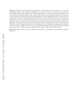 Reinforcement Learning in Non-Stationary Environments