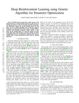 Deep Reinforcement Learning using Genetic Algorithm for Parameter
  Optimization