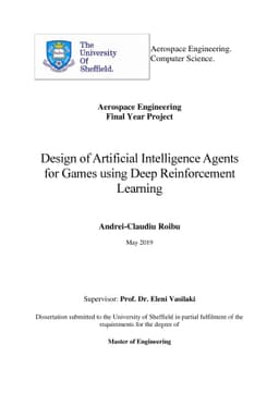 Design of Artificial Intelligence Agents for Games using Deep
  Reinforcement Learning