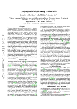 Language Modeling with Deep Transformers