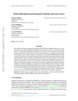 Robust high dimensional learning for Lipschitz and convex losses