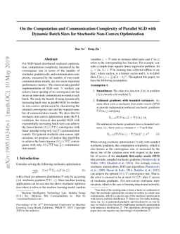 On the Computation and Communication Complexity of Parallel SGD with
  Dynamic Batch Sizes for Stochastic Non-Convex Optimization