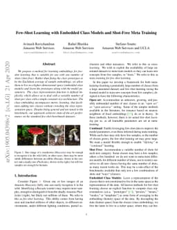 Few-Shot Learning with Embedded Class Models and Shot-Free Meta Training