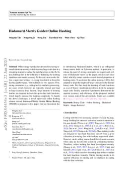 Hadamard Matrix Guided Online Hashing