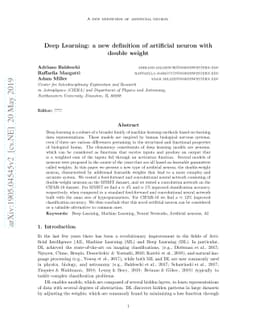Deep Learning: a new definition of artificial neuron with double weight