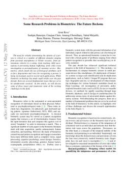Some Research Problems in Biometrics: The Future Beckons