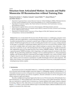Structure from Articulated Motion: Accurate and Stable Monocular 3D
  Reconstruction without Training Data