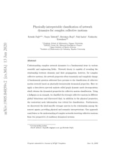 Physically-interpretable classification of biological network dynamics
  for complex collective motions