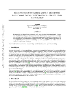 Precipitation nowcasting using a stochastic variational frame predictor
  with learned prior distribution