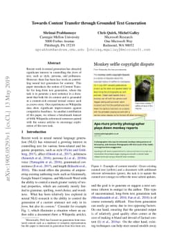 Towards Content Transfer through Grounded Text Generation