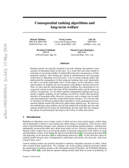Consequential Ranking Algorithms and Long-term Welfare