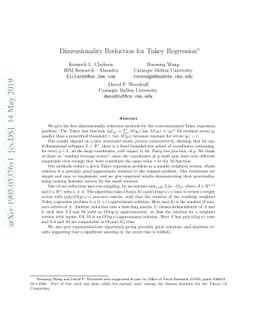 Dimensionality Reduction for Tukey Regression