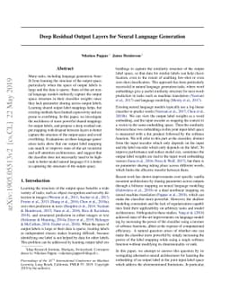 Deep Residual Output Layers for Neural Language Generation