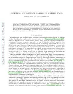 Embeddings of Persistence Diagrams into Hilbert Spaces