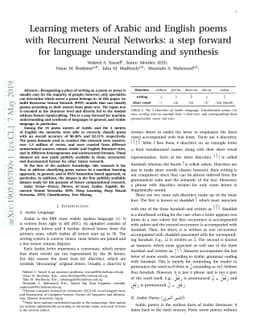 Learning meters of Arabic and English poems with Recurrent Neural
  Networks: a step forward for language understanding and synthesis