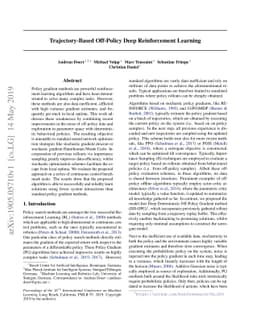 Trajectory-Based Off-Policy Deep Reinforcement Learning