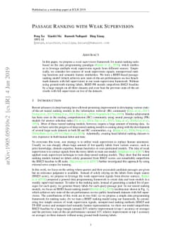 Passage Ranking with Weak Supervision