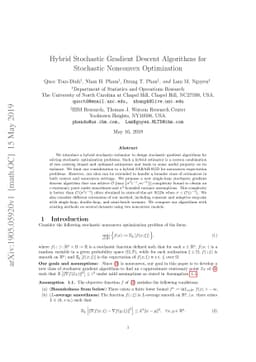 Hybrid Stochastic Gradient Descent Algorithms for Stochastic Nonconvex
  Optimization