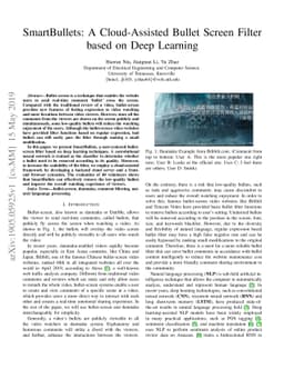SmartBullets: A Cloud-Assisted Bullet Screen Filter based on Deep
  Learning