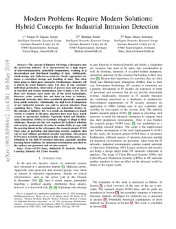 Modern Problems Require Modern Solutions: Hybrid Concepts for Industrial
  Intrusion Detection