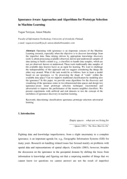 Ignorance-Aware Approaches and Algorithms for Prototype Selection in
  Machine Learning