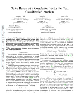 Naive Bayes with Correlation Factor for Text Classification Problem
